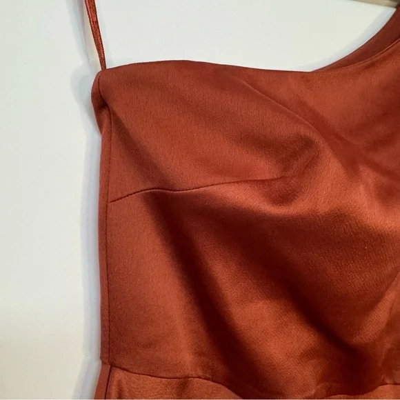 BHLDN Dylan One-Shoulder Satin Side-Slit Gown - Picture 7 of 16